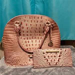 Brahmin Pink Georgina Dome Satchel and Wallet